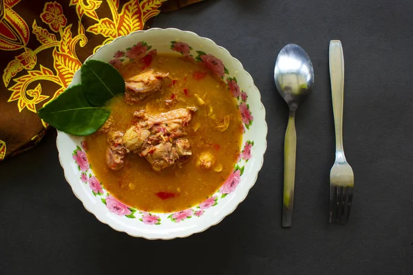 Chicken Curry Kari Ayam Served Bowl Isolated White Background —  Fotos de Stock