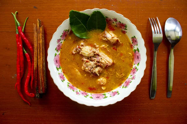 Chicken Curry Kari Ayam Served Bowl Isolated White Background — Φωτογραφία Αρχείου