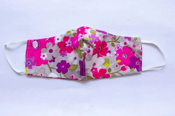 Cloth Mask Fabric Face Mask Cotton Fabric Flower Pattern Handmade — 스톡 사진