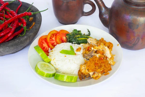 Ayam Geprek Chicken Crush Chicken Smashed Indonesian Food Made Made — Photo