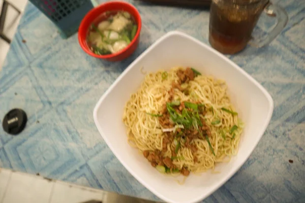 Mie Ayam Noodles Chicken Traditional Food Indonesia Asia Made Noodle — Stockfoto