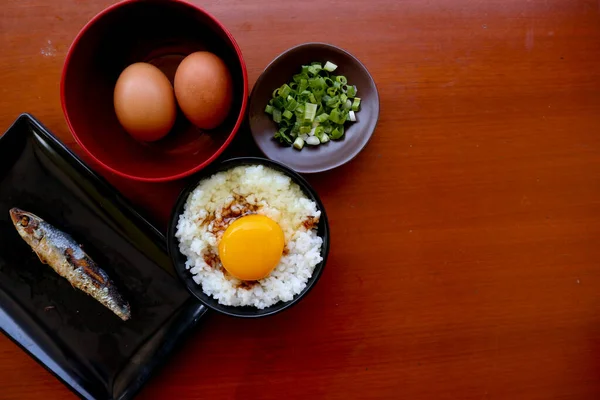 Tamago Kake Gohan Raw Egg Rice Traditional Food Japan Eat — 图库照片