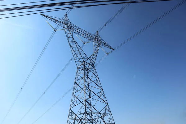 High Voltage Transmission Towers Pylon Outline Very High Voltage Power — Photo