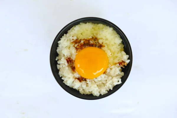 Tamago Kake Gohan Atau Telur Mentah Pada Beras Makanan Tradisional — Stok Foto