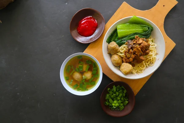 Mie Ayam Noodles Chicken Traditional Food Indonesia Asia Made Noodle — ストック写真