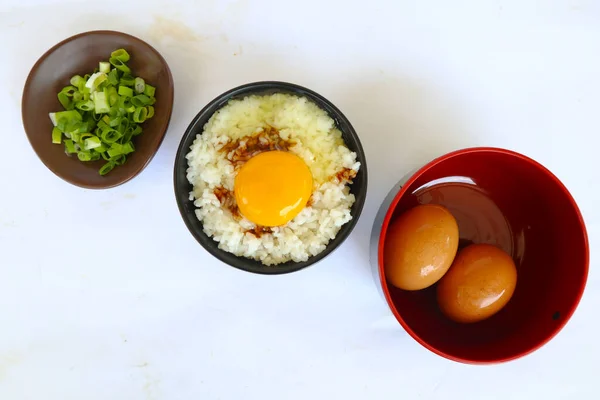 Tamago Kake Gohan Oeuf Cru Sur Riz Nourriture Traditionnelle Japon — Photo