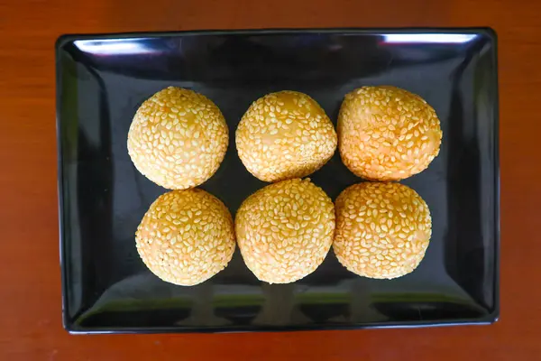 Onde Onde Sesame Ball Jian Dui Fried Chinese Pastry Made — Stockfoto