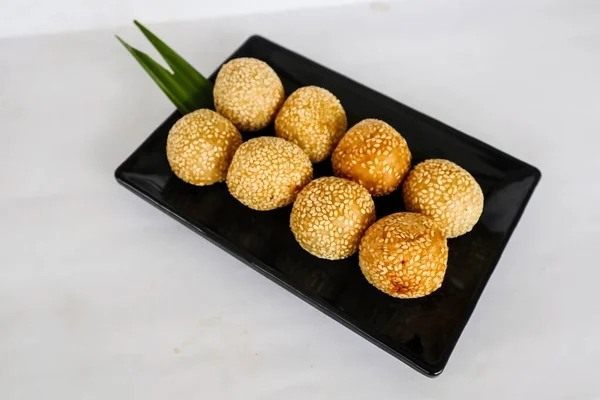 Onde Onde Sesame Ball Jian Dui Fried Chinese Pastry Made — Stock Photo, Image