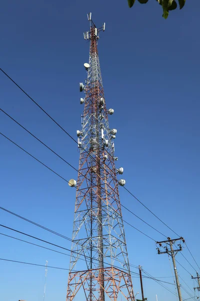 Communication Tower Telco Trellis Apocalypse Internet Communication Mobile Radio Television — 图库照片