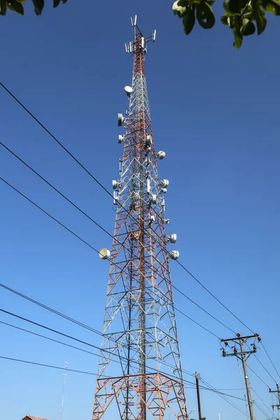 Communication Tower Telco Trellis Apocalypse Internet Communication Mobile Radio Television — 图库照片