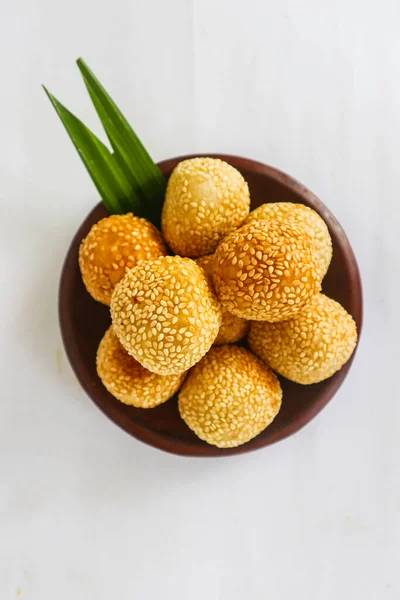 Onde Onde Sesame Ball Jian Dui Fried Chinese Pastry Made —  Fotos de Stock