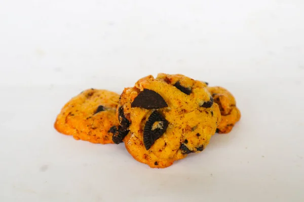 Čokoládové Cookies Bílém Pozadí — Stock fotografie