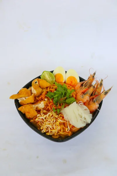Laksa Laksa Curry Made Vermicelli Noodles Bean Sprouts Egg Tofu — Stock Fotó