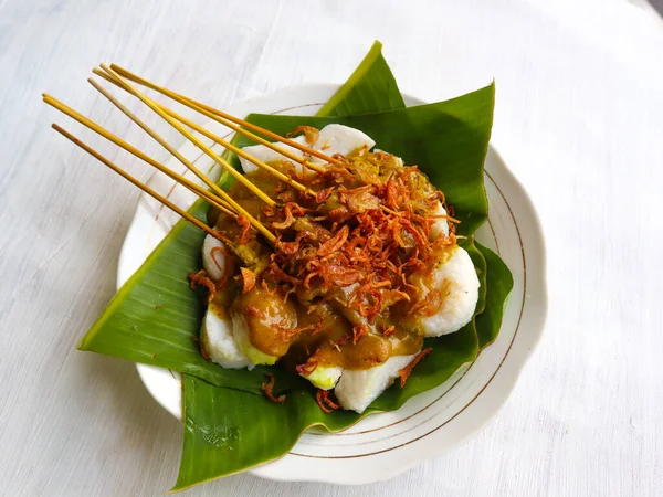 Sate Padang Satay Padang Spicy Beef Satay Padang West Sumatra — 图库照片