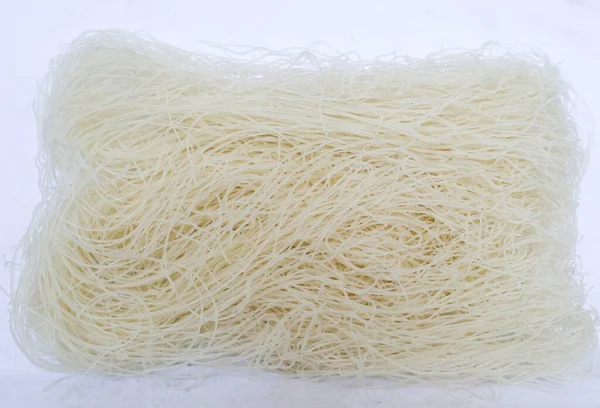 Bihun Seco Cru Vermicelli Macarrão Arroz Cabelo Anjo Isolado Fundo — Fotografia de Stock