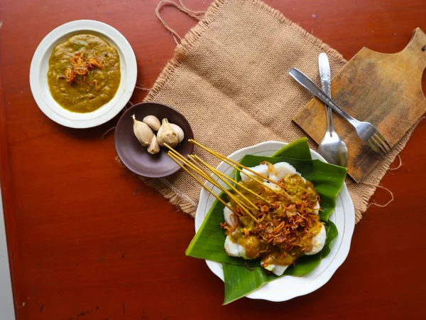 Sate Padang Satay Padang Spicy Beef Satay Padang West Sumatra — Stockfoto