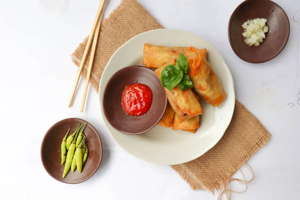 Lumpia Lunpia Traditional Spring Roll Skin Snack Semarang Indonesia Traditional — Foto de Stock