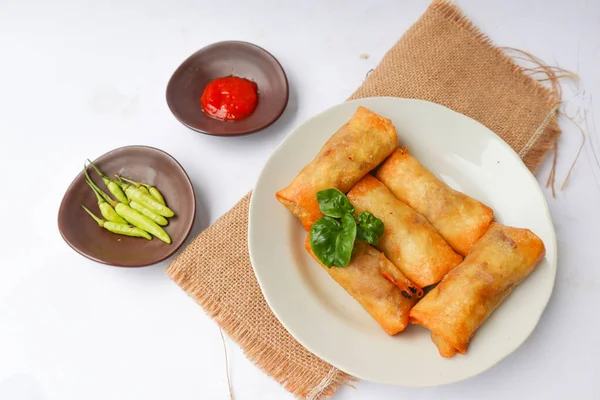 Lumpia Vagy Lunpia Hagyományos Tavaszi Tekercs Bőr Snack Semarang Indonézia — Stock Fotó