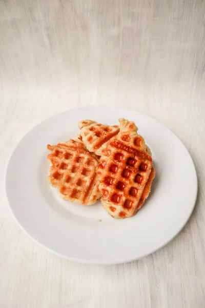 Croissant Waffle Croffle Chocolate Sauce Served Box White Background — Stockfoto