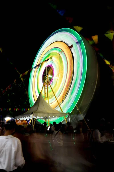 Ferris Wheel Night Festival Slow Motion Photo High Roller — 스톡 사진