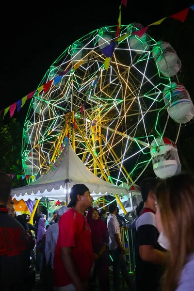 Klaten Indonesia July 2021 Ferris Wheel Night Festival Slow Motion — Zdjęcie stockowe