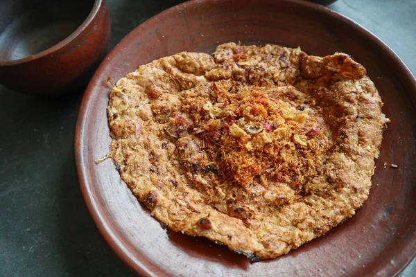 Kerak Telor Egg Crust Kerak Telor Spicy Glutinous Rice Omelette — Foto de Stock