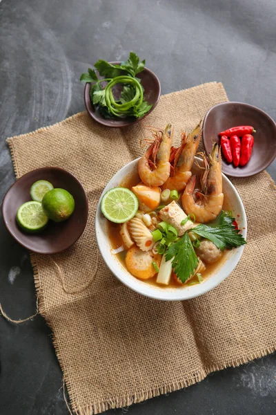 Sopa Ñame Tom Originaria Tailandia Tom Yum Prepara Con Camarones — Foto de Stock