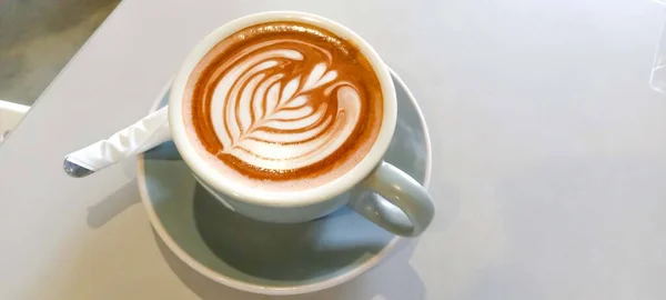 Top Tampilkan Kopi Panas Latte Cappuccino Cup Top — Stok Foto