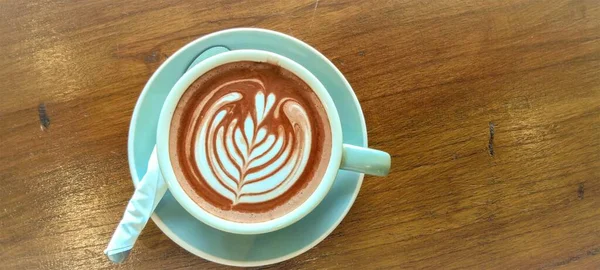 Vista Superior Café Quente Latte Cappuccino Copo Superior — Fotografia de Stock