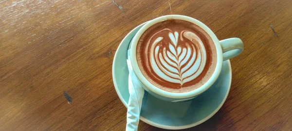Üstte Sıcak Kahve Sütlü Kahve Kapuçino Üstü — Stok fotoğraf