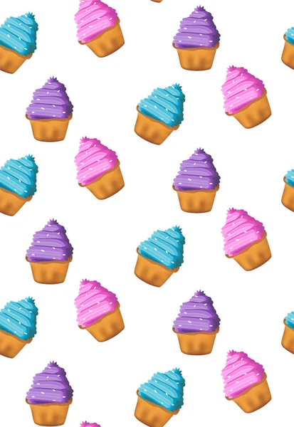 Patroon Van Cupcakes Blauw Roze — Stockfoto