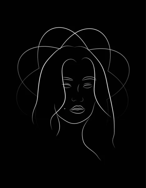 Siyah arka planda bir kızın dış hatları.