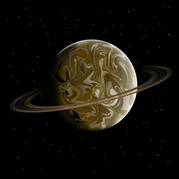 Planeta Marrón Con Anillo Satélites — Archivo Imágenes Vectoriales