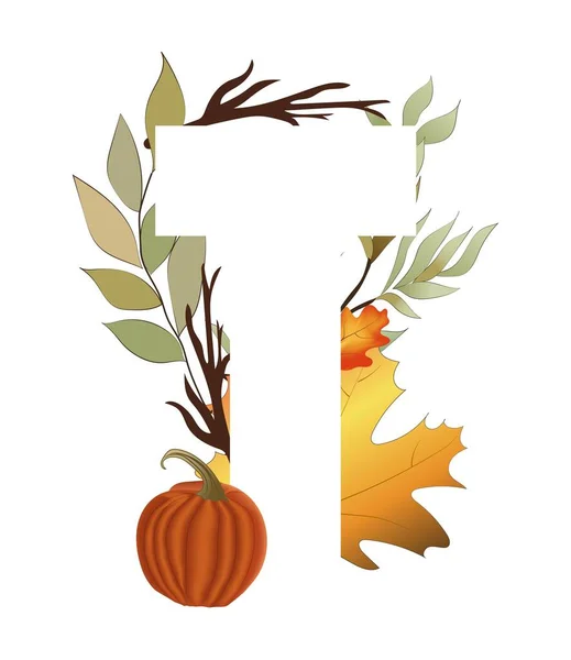 Beyaz T harfi, çiçekler ve diğer bitki örtüsünün arkasında.