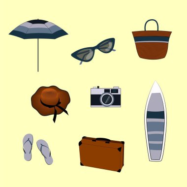  Yazla ve plajla ilgili eşyalar.
