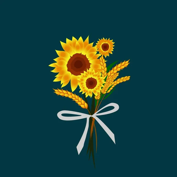 Bouquet Girasoli Spighe Grano — Foto Stock