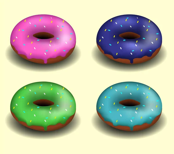 Donuts Different Colors Pink Blue Dark Blue Green — Stock Photo, Image