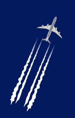 Gökyüzünde beyaz patikalı bir uçak.