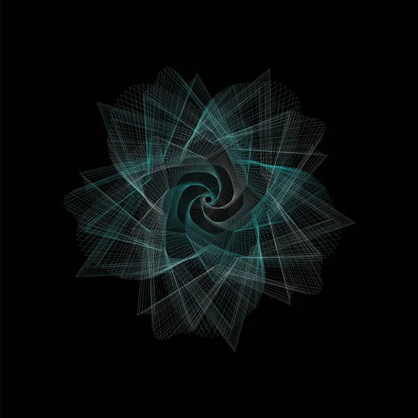 Mavi tonlarda geometrik şekillerden oluşan çiçek