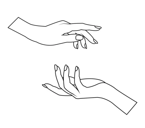 Outline drawing of hands, black line, transparent background