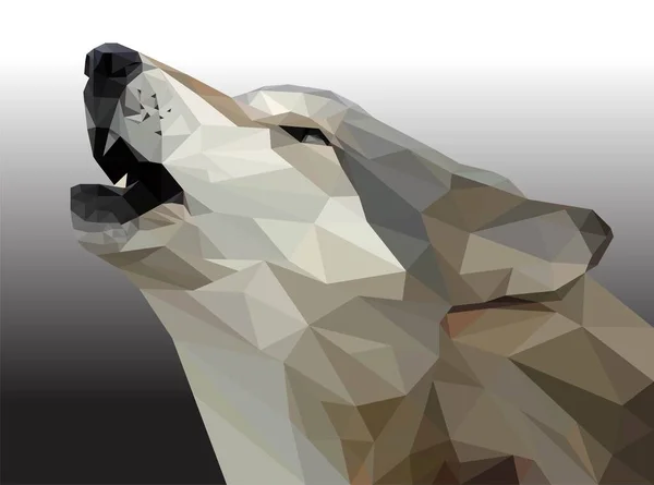 幾何学的形状で構成されるオオカミの多角形の描画 — ストック写真