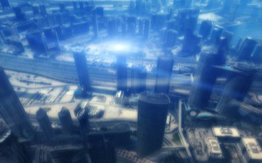 Gelecekçi Orta Yol Şehri Arkaplan Finansmanı Bulanıklığı