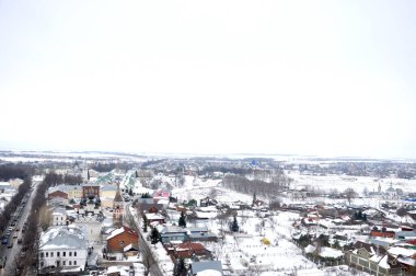 Suzdal City manzaralı. Kışın Suzdal bölgesi. Rusya