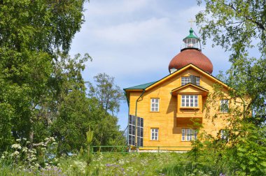 Sekirnaya Dağı. Solovetsky Adaları. Dağdaki tapınak. Beyaz Deniz. Rusya