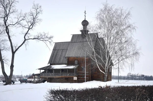 Wooden Nikolskaya教堂Suzdal 冬季的Suzdal地区 俄罗斯 — 图库照片