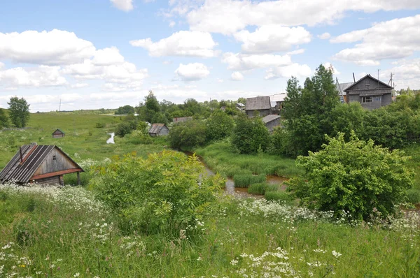 Holzhäuser Dorf Ferapontovo Sommer Kirillowskij Bezirk Oblast Wologodskaja Russland — Stockfoto