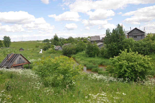 Maisons Bois Village Ferapontovo Été Kirillovsky District Oblast Vologodskaya Russie — Photo