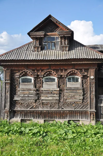 Holzhaus Russische Holzarchitektur Ländliches Holzgebäude — Stockfoto