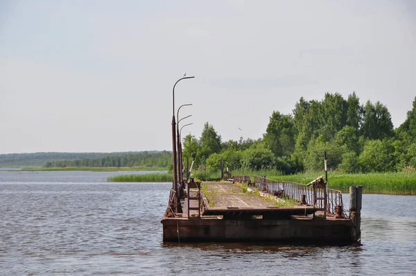 Embankment Velho Cais Natureza Verão Belozersk Lago Branco Rússia — Fotografia de Stock