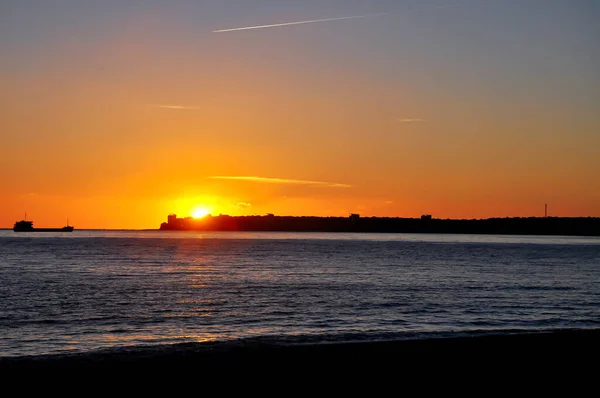 Tramonto Mare Stagionale Sera Mar Nero Abcasia — Foto Stock